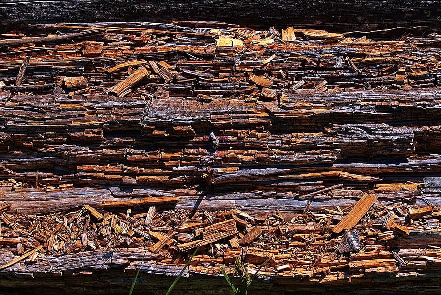 Holz, Log, Stücke, Holzstruktur, geknackt