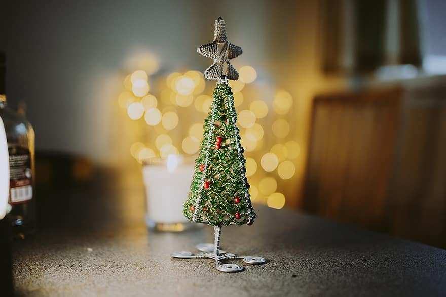 Natal, árvore de Natal, figura, enfeite, Decoração de Natal, decoração de natal, decoração, feriados, humor, bokeh, mesa