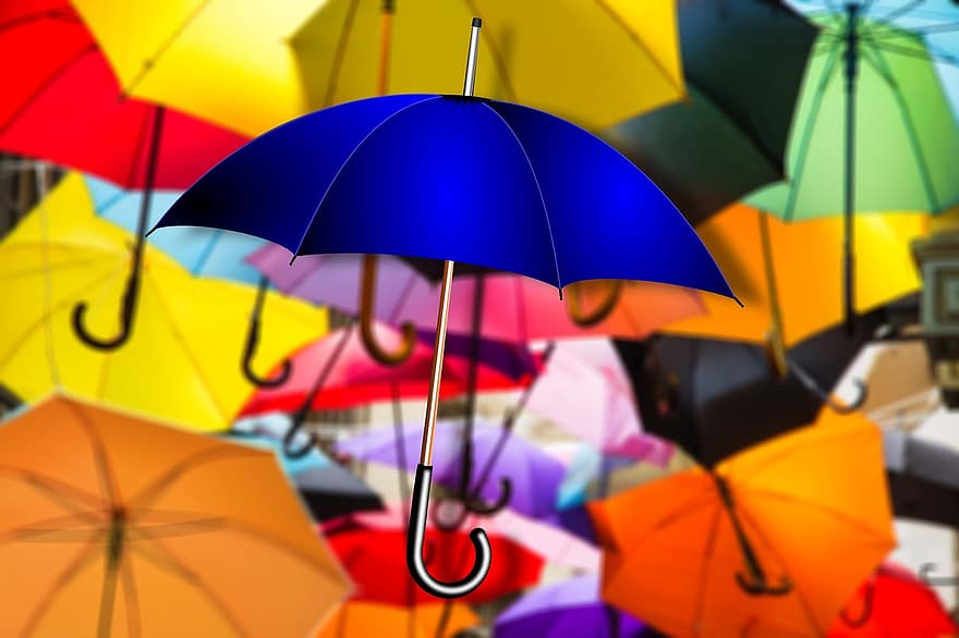 Regenschirm, Farbe, Atmosphäre, Stimmung, Lebenseinstellung, Wirbel, Chaos, Leichtigkeit, bunt, fliegend, Wind