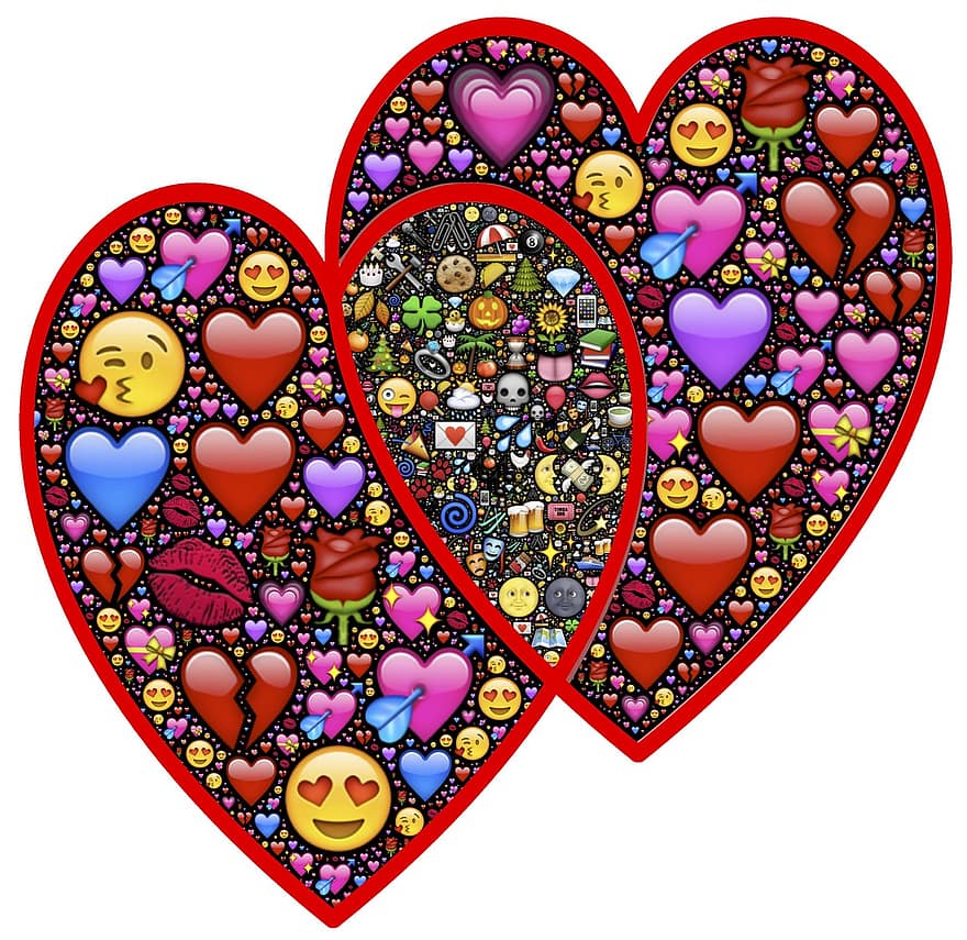 hjerter, valentines, ekteskap, familie, union, samarbeid, forhold, Gjensidighet, emoji, oss, vi