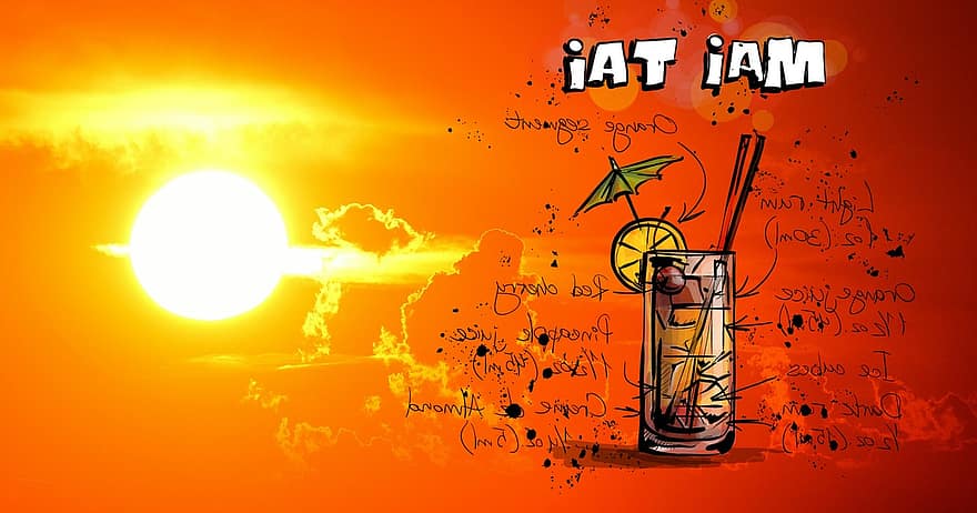 Mai Tai, koktail, matahari terbenam, minum, alkohol, resep, pesta, alkoholik, musim panas, merayakan, minuman
