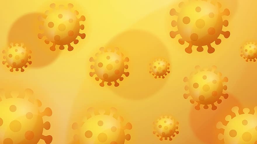 Korona vīruss, apelsīns, dzeltens, ikona, simbola attēls, vīrusu, korona, pandēmiju, epidēmija, slimība, infekciju