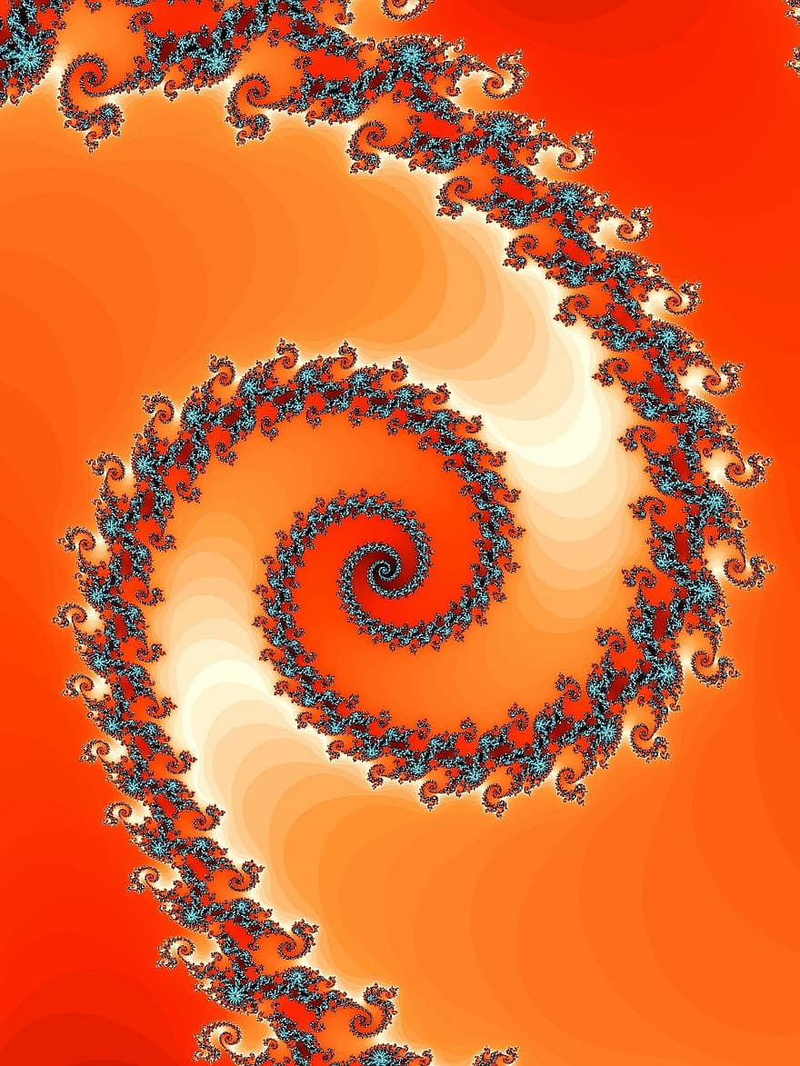 fractal, representación, espiral, giro, retorcido, hélice, curva, digital, Art º, modelo, estampado