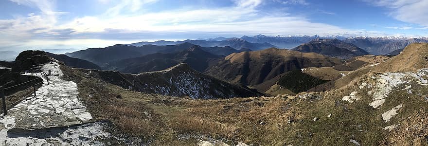vue du monte generoso, Vers le Lacet de la Croix, itinéraire alpin, Alpes, marche, ciel, dessus, excursions, randonnée, les montagnes, la nature