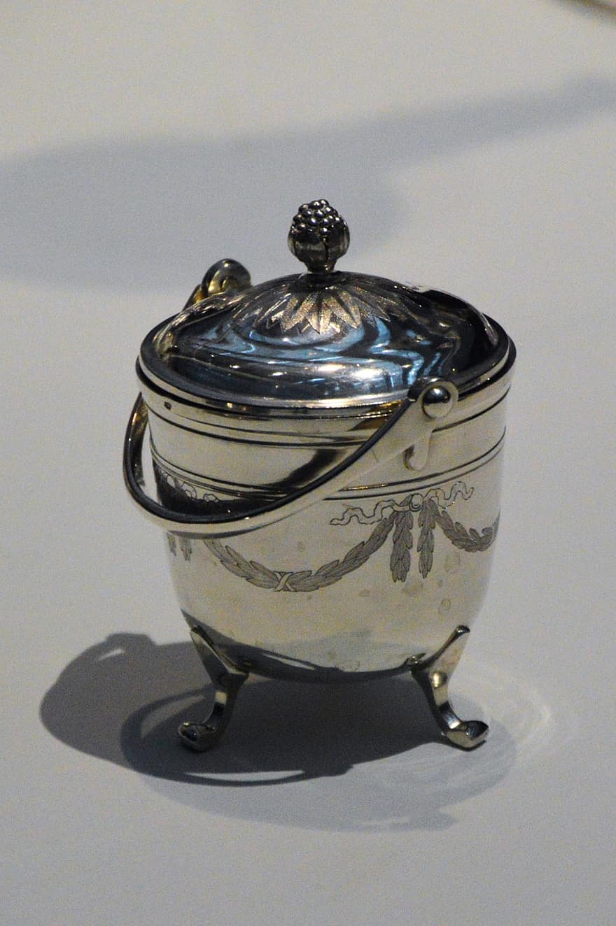 Mustard Pot, Container, Silverware, Shiny, Serving Dish