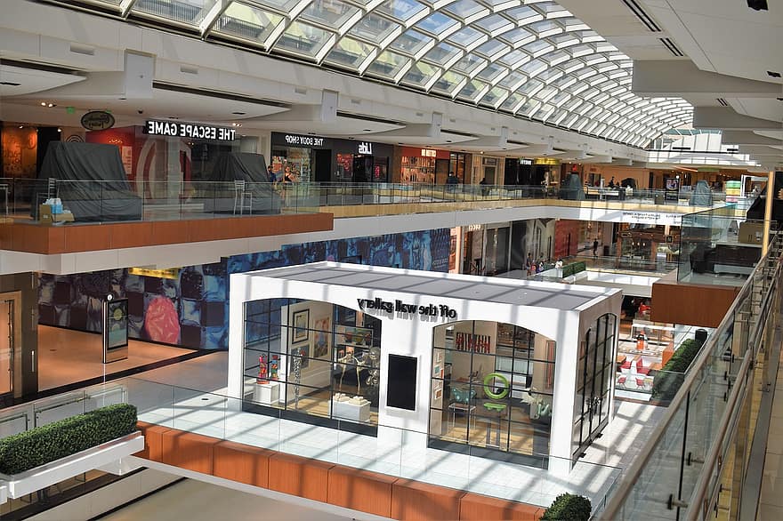 Galleria Mall, Shops, städtisch, Stadt, Verkauf, Frei, Einkaufszentrum, Houston, Texas USA, Overhead, Glasdach