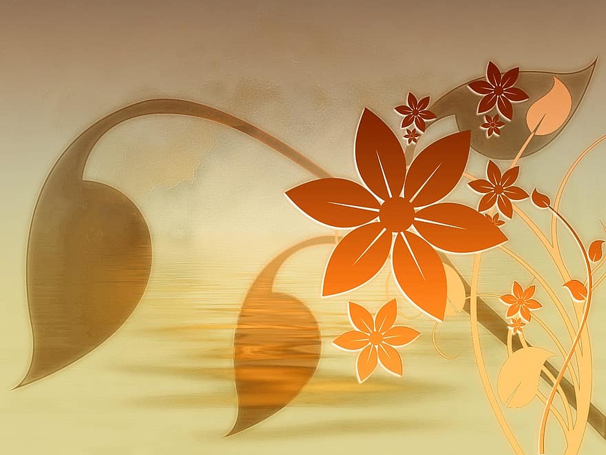 Flora, Flower, Blossoms, Background, Leaf, Leaves, Greeting Card, Template, Texture
