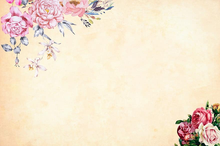 flor, fundo, aguarela, floral, fronteira, quadro de jardim, Primavera, vintage, cartão, arte, Casamento