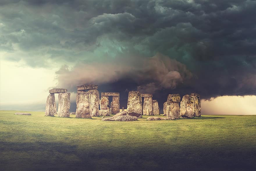 Monoliths, Clouds, Storm, Ruins, Sky, Prehistory, Mysterious