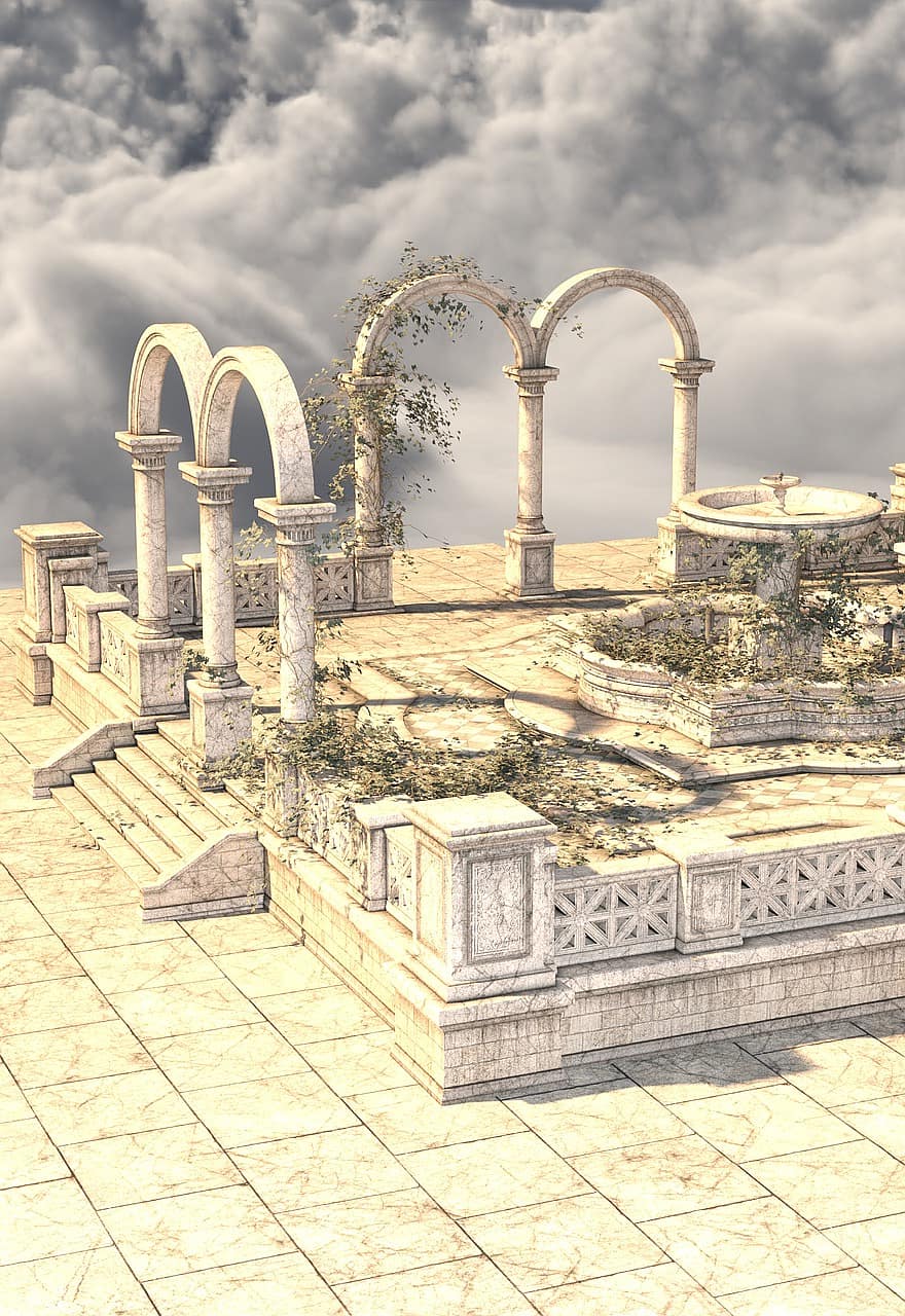 древность, portikus, столбчатый, круглая арка, арки, столб, Столбчатая дуга, марочный, архитектура, фонтан