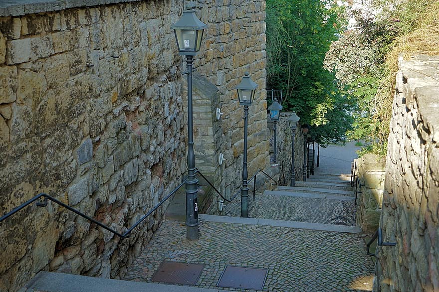 Нордхаузен, алея, стълбище, постепенно, исторически център, кръпка, архитектура