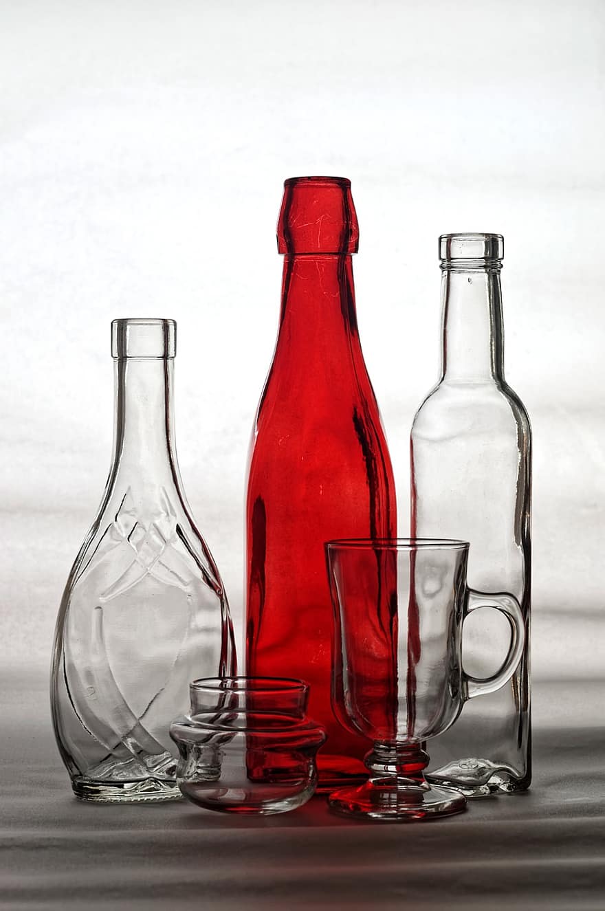 buteliai, konteineris, stiklainis, stiklas