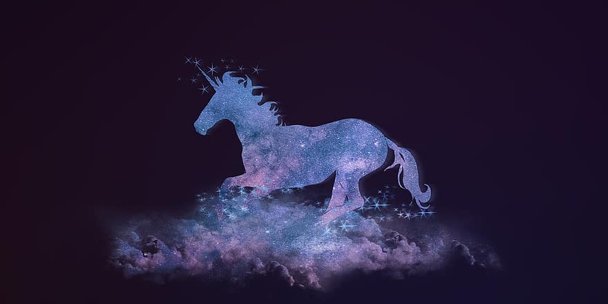 tek boynuzlu at, yıldızlar, mavi, ışık olgusu, renk, doğa, büyülü gece, süsleme, kutup ışıkları, form, kız