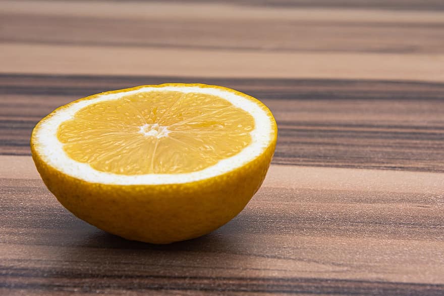 lemon, buah, jeruk, memotong, segar, mengiris, mentah, matang, asam, organik, sehat