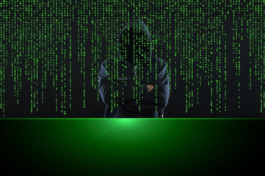 pirate, attaque, masque, l'Internet, anonyme, binaire, Une, un, cyber, la criminalité, intelligence artificielle