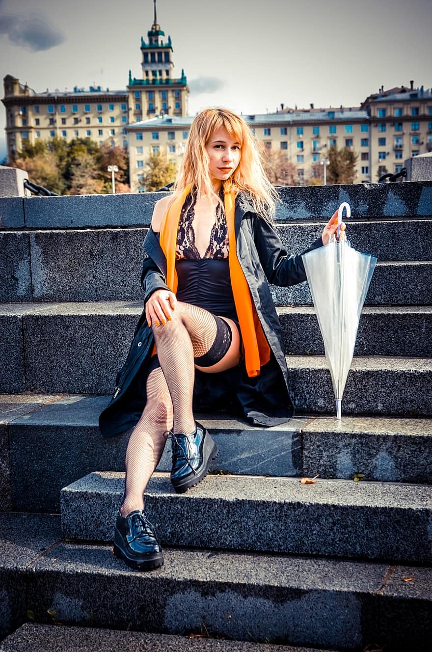 Stockings, Fashion Model, City, Quay, Stage, Pier, Pierce, Moscow, Gorky Park, Architecture, Capital