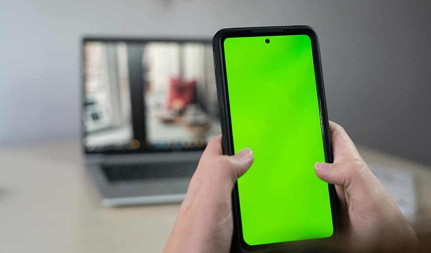 Smartphone, croma, tela verde
