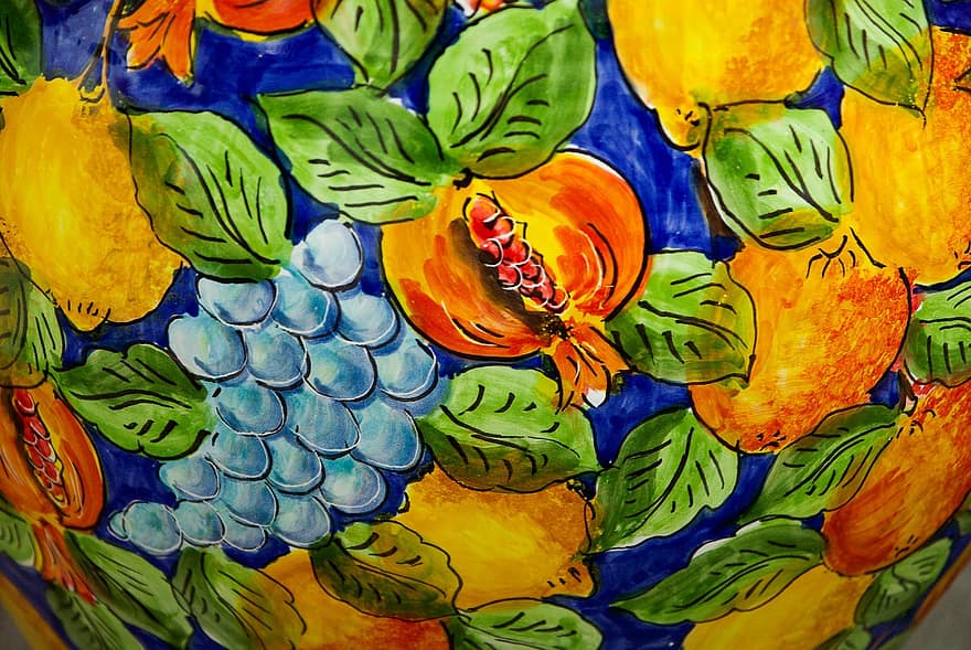 trái cây, gốm sứ, bức vẽ