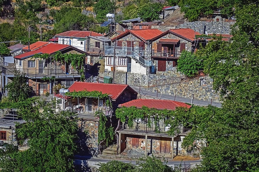 landsby, alona, Kypros, hus, landsbygda