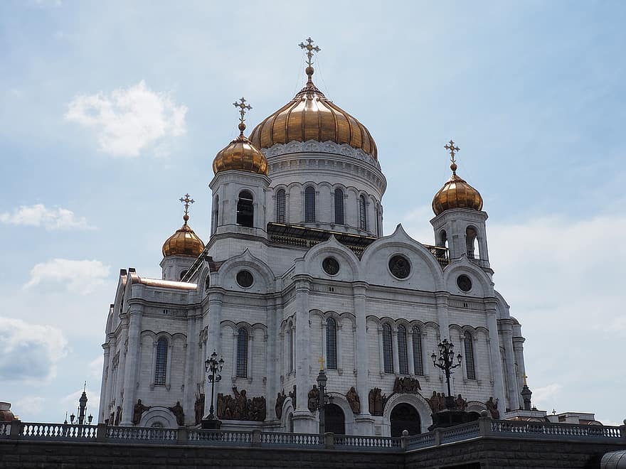 катедрала, параклис, православие, архитектура, сграда, Москва, Русия, небе, облаци, разходка