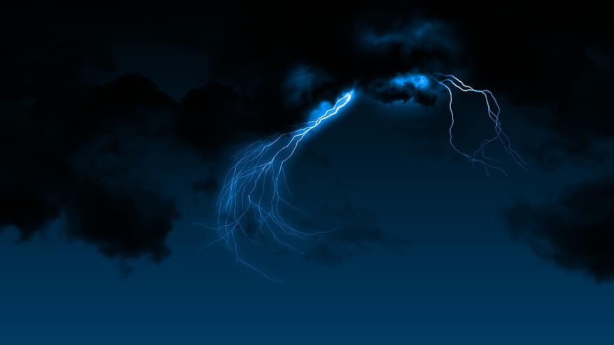 tempesta, fulmine, cielo, natura, nuvole, tempo metereologico, notte, buio, sfondi, elettricità, Pericolo