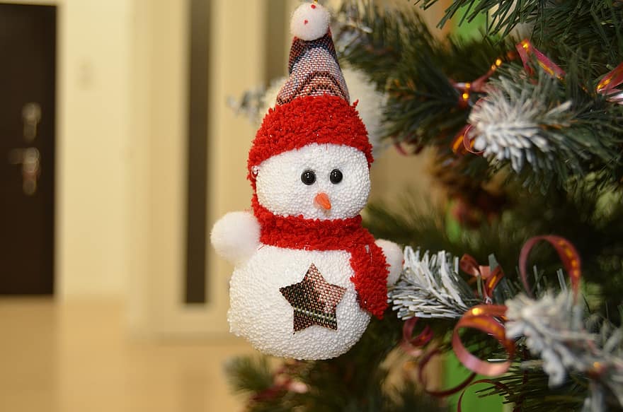 Снеговик, Рождественская елка, игрушка, рождество, орнамент