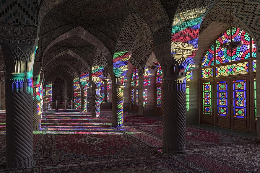 mešita, budova, fasáda, mešita nasir molk, islám, shia, Írán, cestovat, architektonický, cestovní ruch, každý den