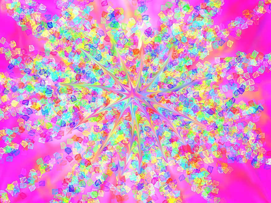 starburst, abstrakt, färgrik, rosa, explosion, gnistra, geometrisk, mönster, design, tapet, bakgrund