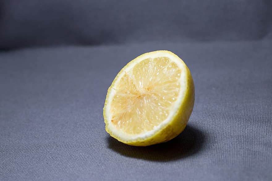лимон, наполовина, разрез, прясно, зрял, макро, плодове