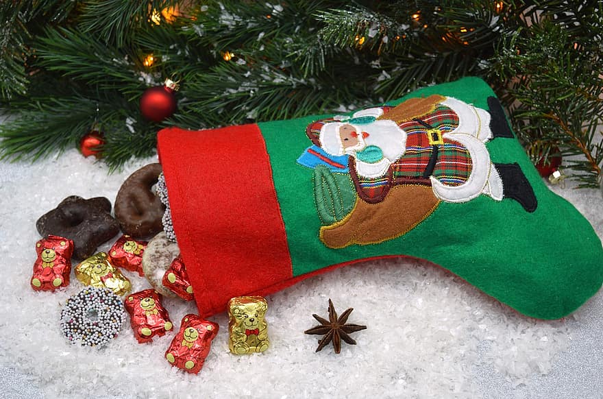 Vánoce, Mikulášská punčocha, Dovolená, sezóna, Mikuláše, Nicholas boty, dekorace, oslava, zimní, dar, strom