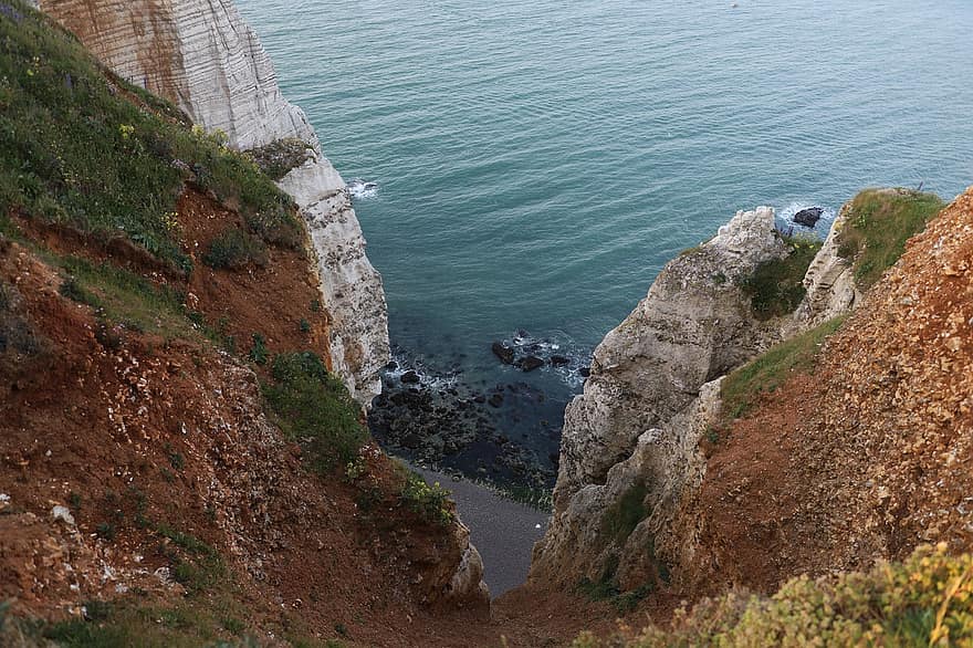 Cliff, Coast, Sea, Beach, Waves, Coastline, Ocean, Scenery, Nature, Etretat, Normandy