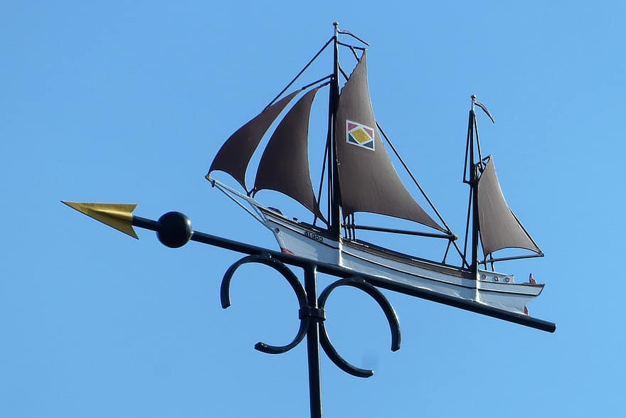 Weather Vane, Wrought Iron Art, Art, Ship, Wind Direction, sailing ship, sailing, nautical vessel, sailboat, yacht, sail