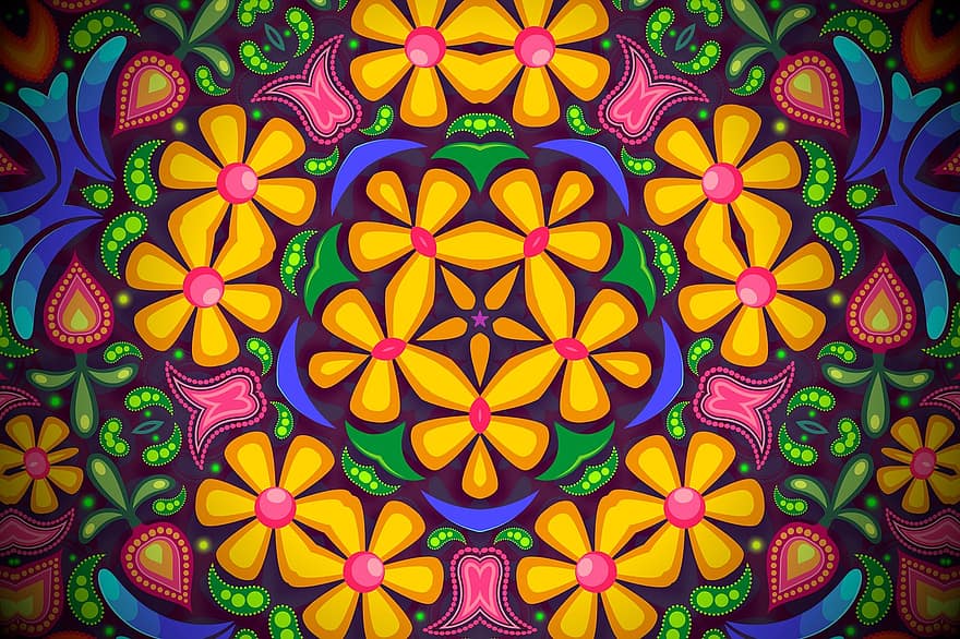 Rosette, Mandala, Mosaik-, Blumenhintergrund, bunter Hintergrund, Ornament, Tapete, Dekor