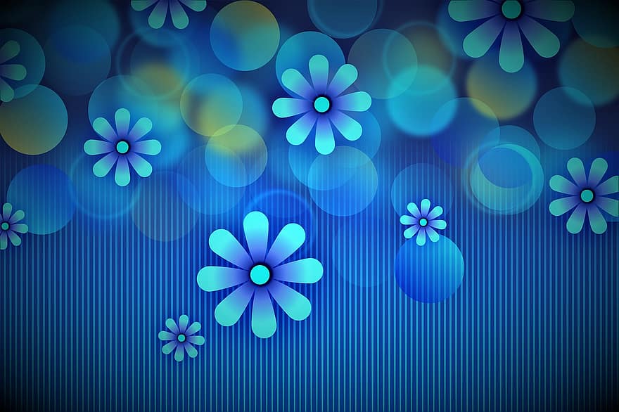 bokeh, floral, azul, desenhar