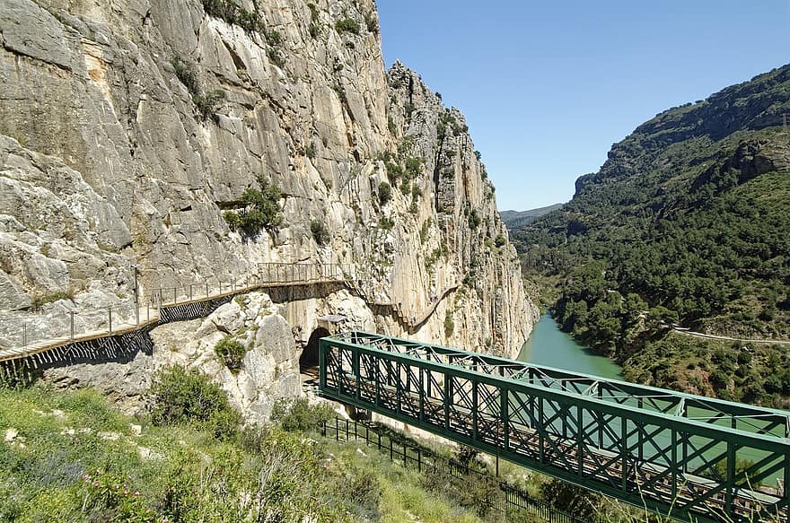 silta, kiviä, kanjoni, jyrkkä seinä, laakso, Espanja, Andalusia, Malagan maakunta, camino del rey, caminito del rey, kuninkaallinen tie
