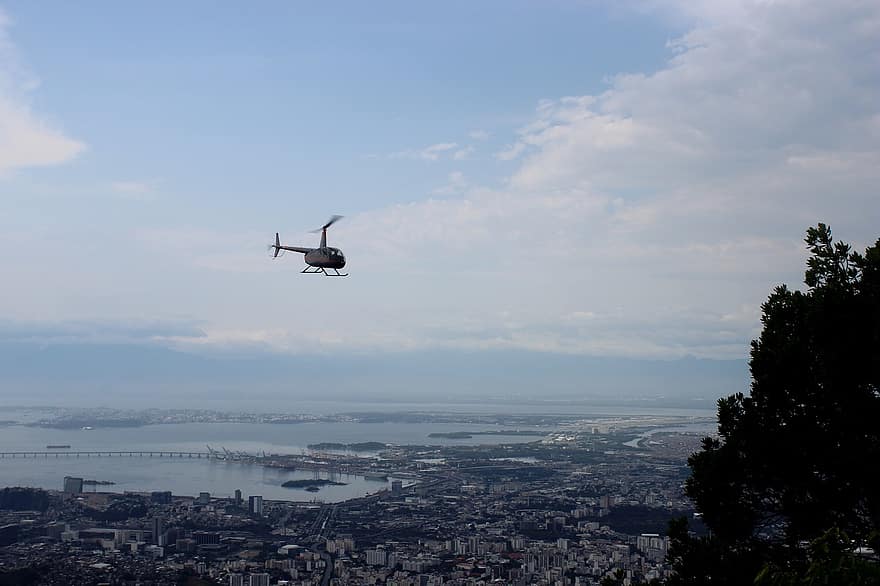 хеликоптер, пътуване, авиация, транспорт, турне, град, летене, туризъм, Рио, въздухоплавателно средство, перка
