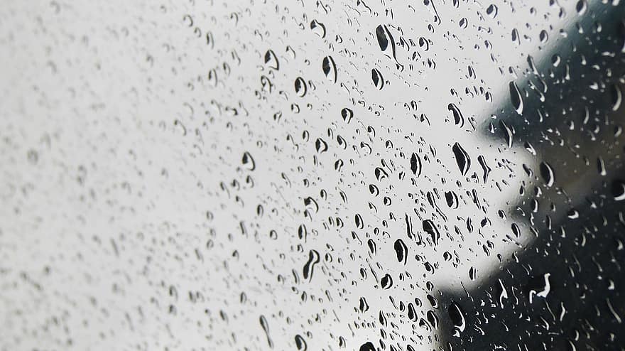 σταγόνες βροχής, γυάλινο παράθυρο, βροχερή μέρα, υφή, σταγονίδια, macro