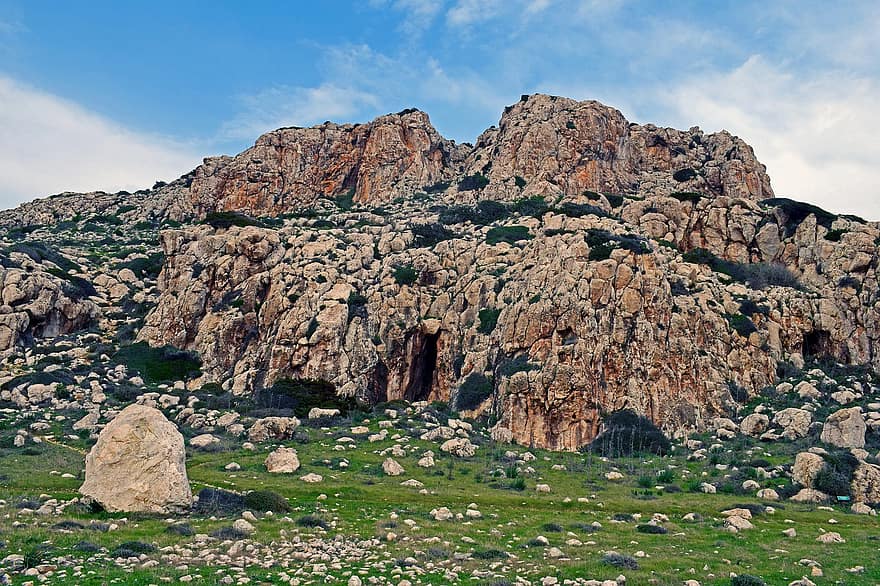 sziklák, szikla, természet, tájkép, cape greco, Nemzeti Park, Ciprus, fű