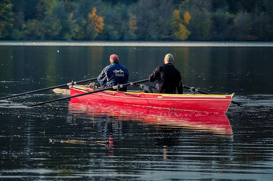 Lake, Boat, Rowing, Reservoir, River, Rowing Boat, Men, Leisure, Recreational Activity, Water, Scenic