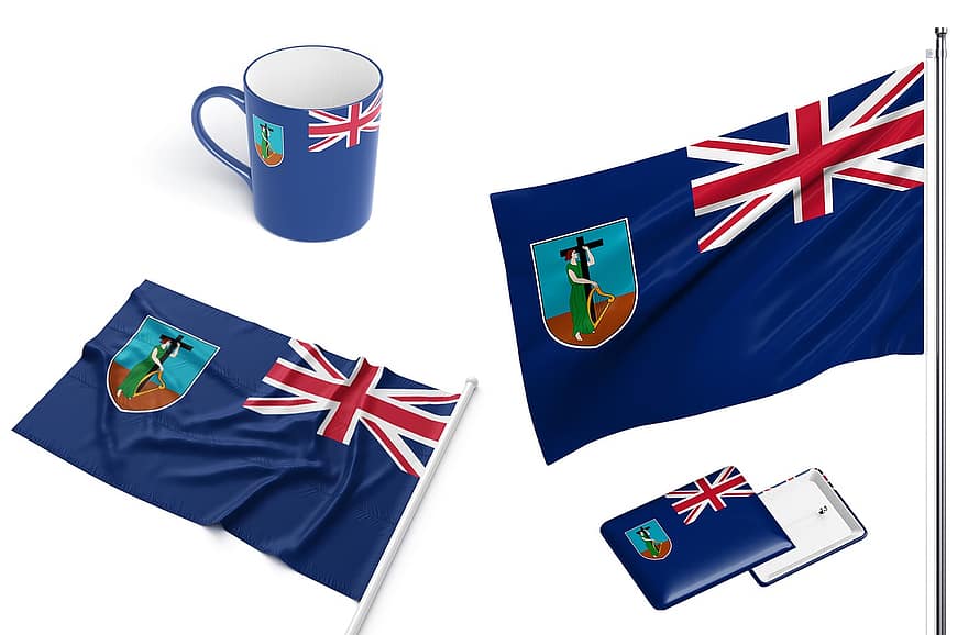 Montserrat, país, bandera, dependiente, nacionalidad, vaso, diseño