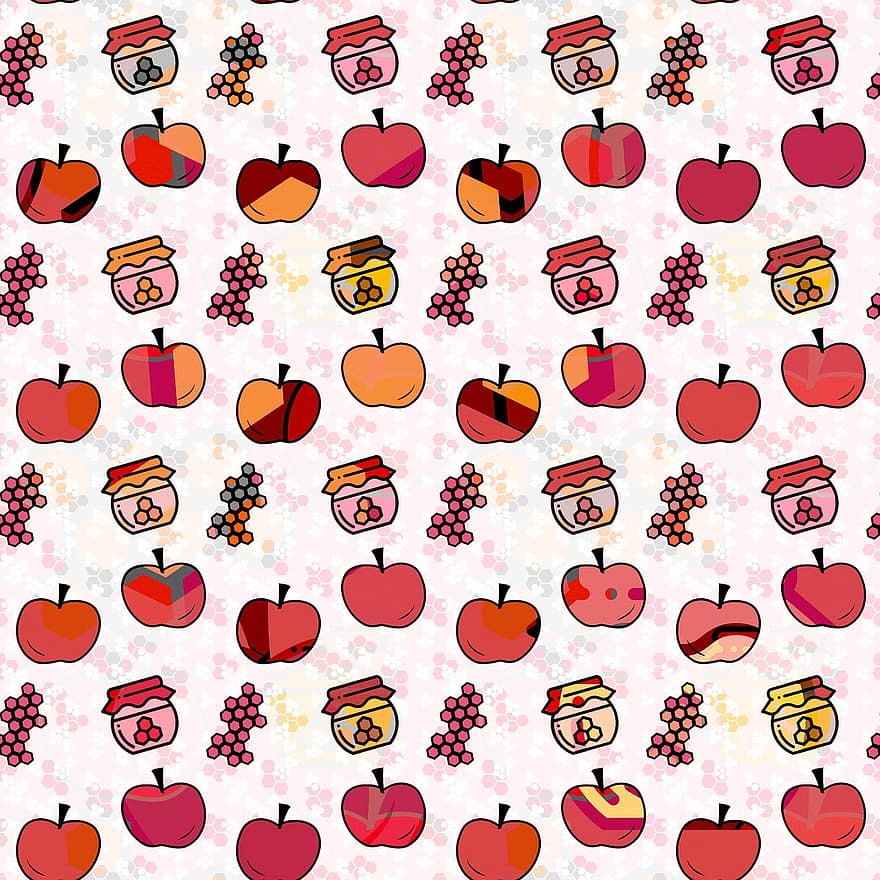 medus, ābolus, šūnveida, salds, deserts, modeli, bezšuvju, sarkans ābols, ēdiens, veselīgi, uzturs