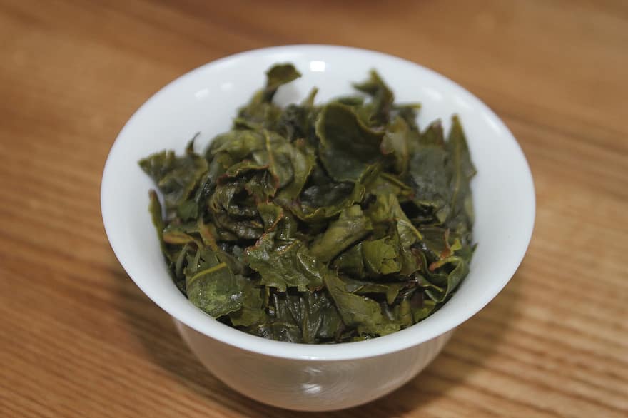 Tieguanyin, tee, kuivatut lehdet, lehdet, anxi tieguanyin teetä, Kiinalainen oolong tee, orgaaninen, teekuppi