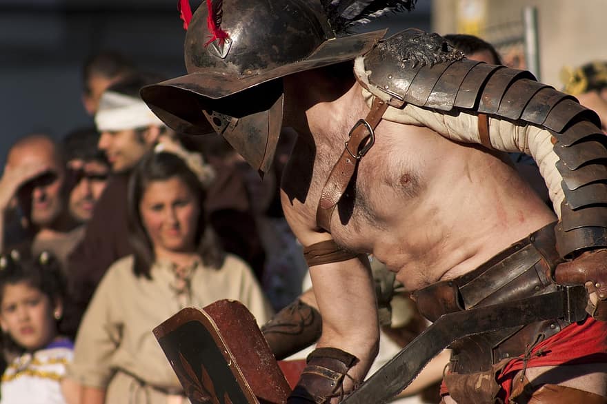 Gladiator, Straßen-Performance, arde lucus, Lugo, kämpfen, Brust Mann