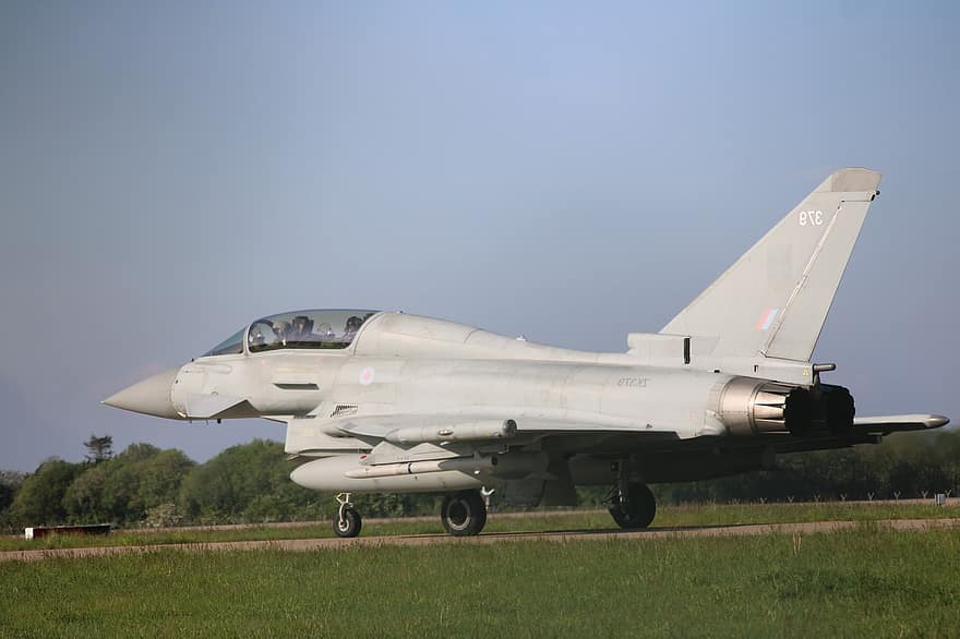 Jet, vliegtuig, leger, Eurofighter, tyfoon, hangar, cockpit