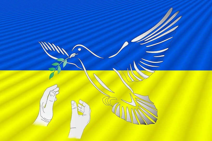 message, paix, drapeau, Ukraine, Messager de la paix, illustration, symbole, vecteur, arrière-plans, bleu, conception