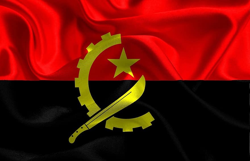 bandera, Angola, bandera angola, vermell
