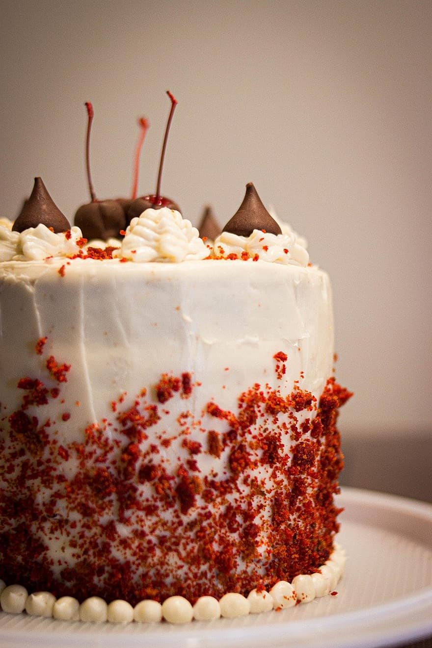 केक, चॉकलेट, बेकरी, मिठाई, लाल मखमल, जन्मदिन, स्वादिष्ट, बेक किया हुआ