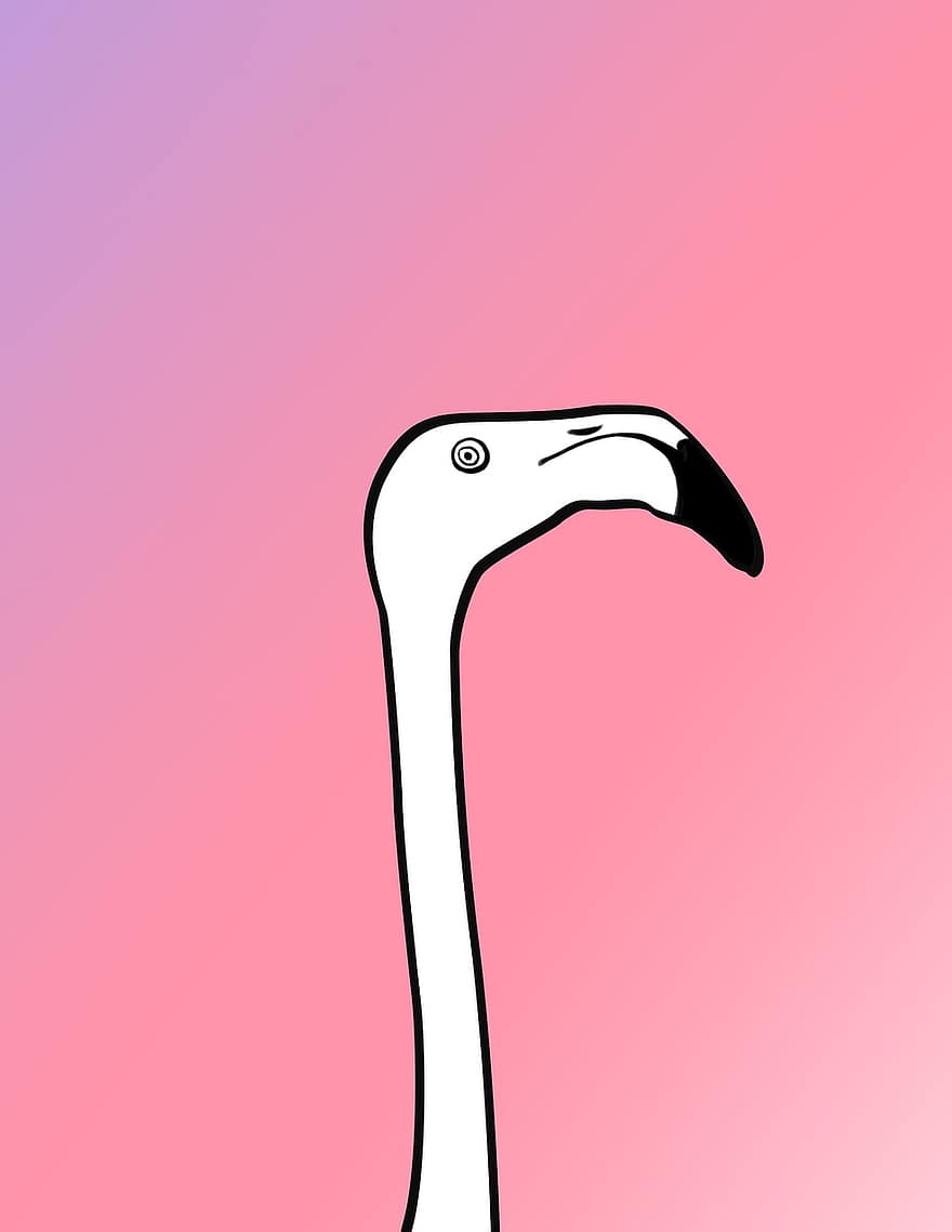 flamingo, fugl, dyr, tegneserie, illustration, vektor, symbol, design, ikon, baggrunde, skilt
