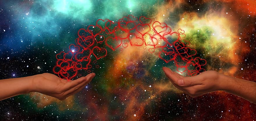 Universe, Hand, Heart, Love, Hands, Give, Particles, Energy, Wellness, Exchange, Spirituality