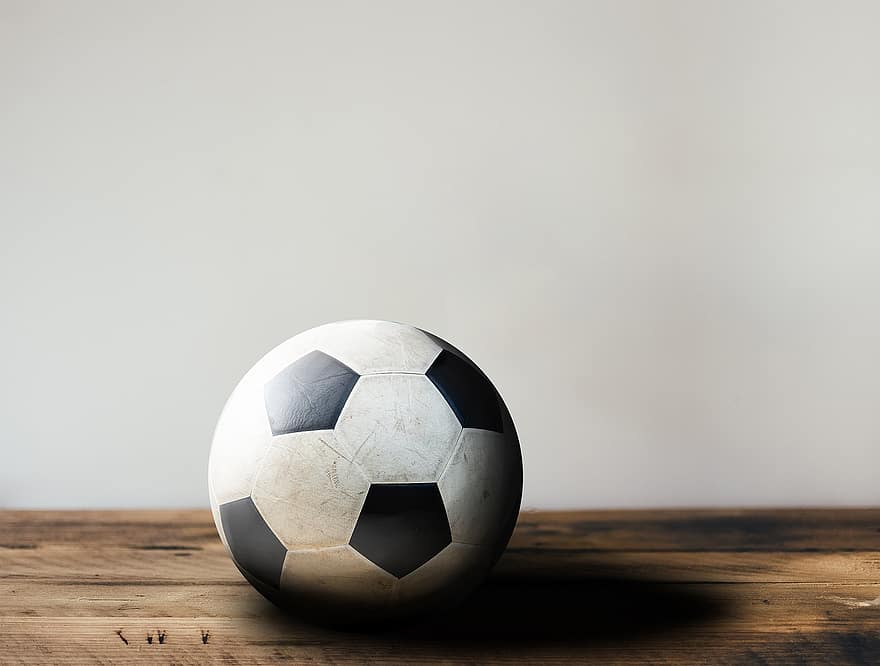 bola, sepak bola, digital, lantai, kayu